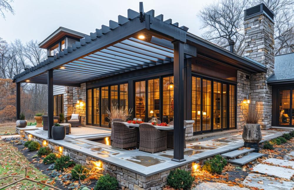 Pergolas Maison lumiere chaude